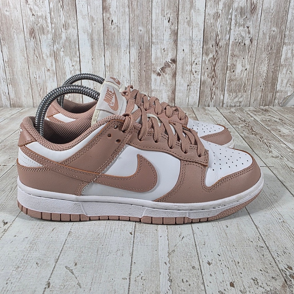 Nike Dunk Low Rose Whisper White Pink Leather Sneakers DD1503-118 Womens 7.5